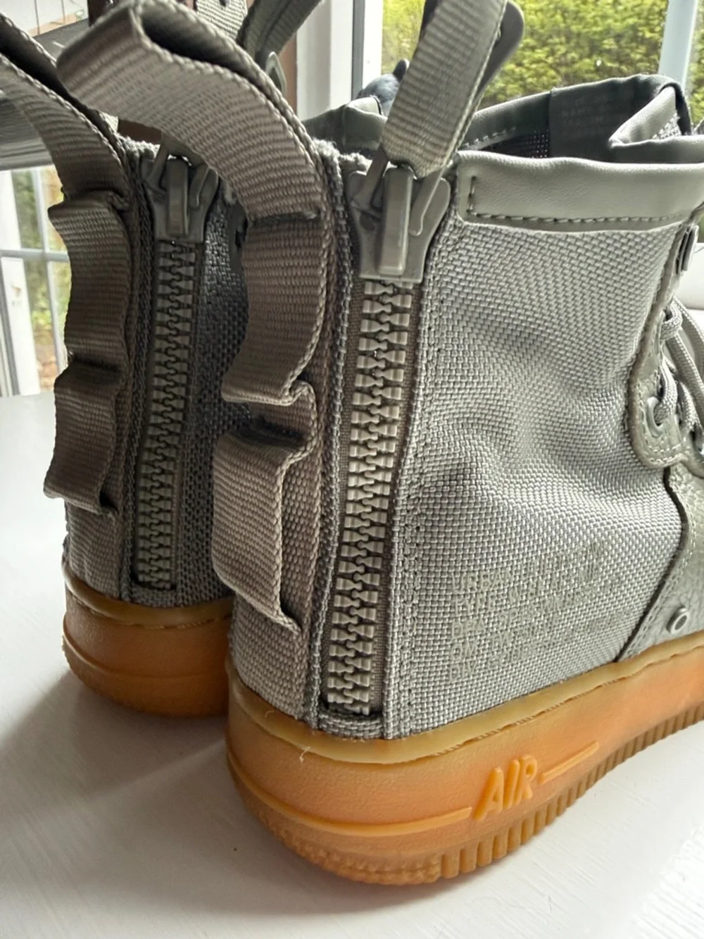 Nike High-Top Air Force 1 Military-Style Sneakers - Grey with Gum Sole - Picture 7 of 11